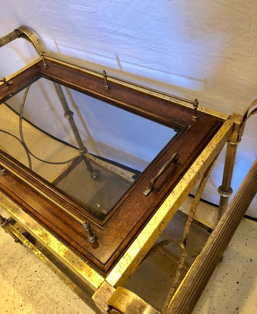 Hollywood Regency Two-Tier Serving Cart in a Faux Marbleized Design - 7