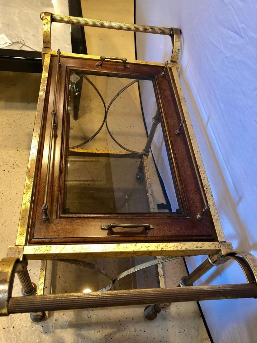 Hollywood Regency Two-Tier Serving Cart in a Faux Marbleized Design - 8