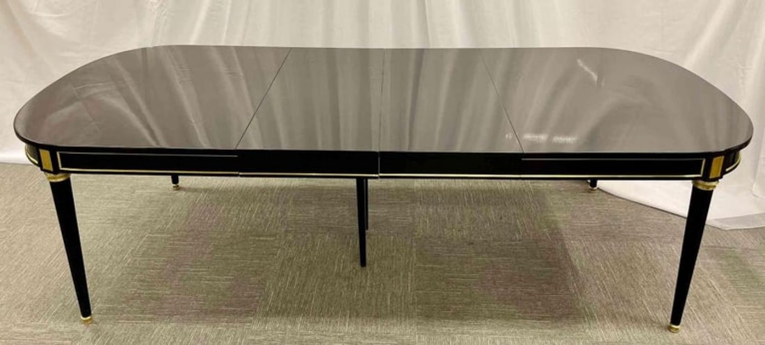 Hollywood Regency Dining Table, Maison Jansen, Louis XVI Style, Ebony, Bronze Mt - 4