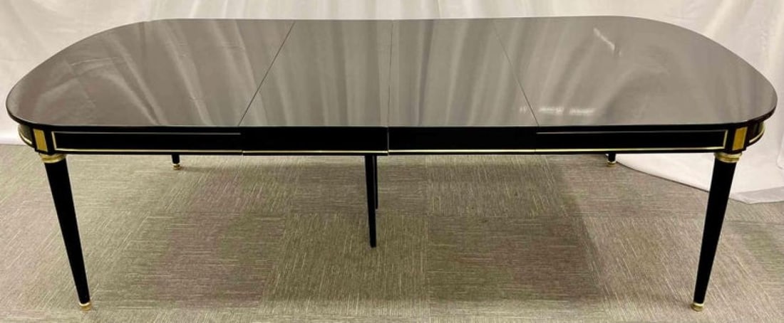 Hollywood Regency Dining Table, Maison Jansen, Louis XVI Style, Ebony, Bronze Mt - 9