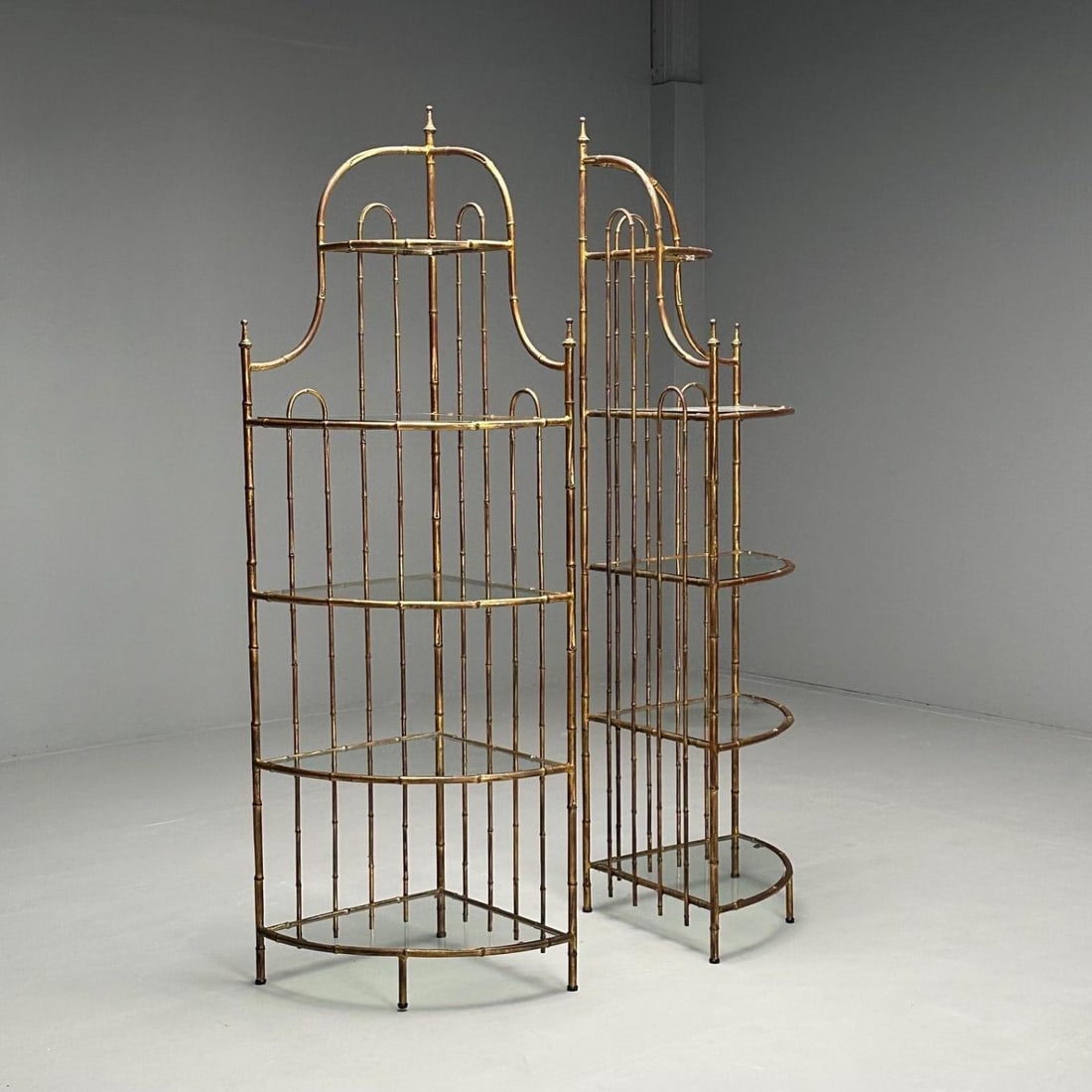 Maison Jansen, Hollywood Regency, Etagères, Brass Faux Bamboo, 1970s - 4