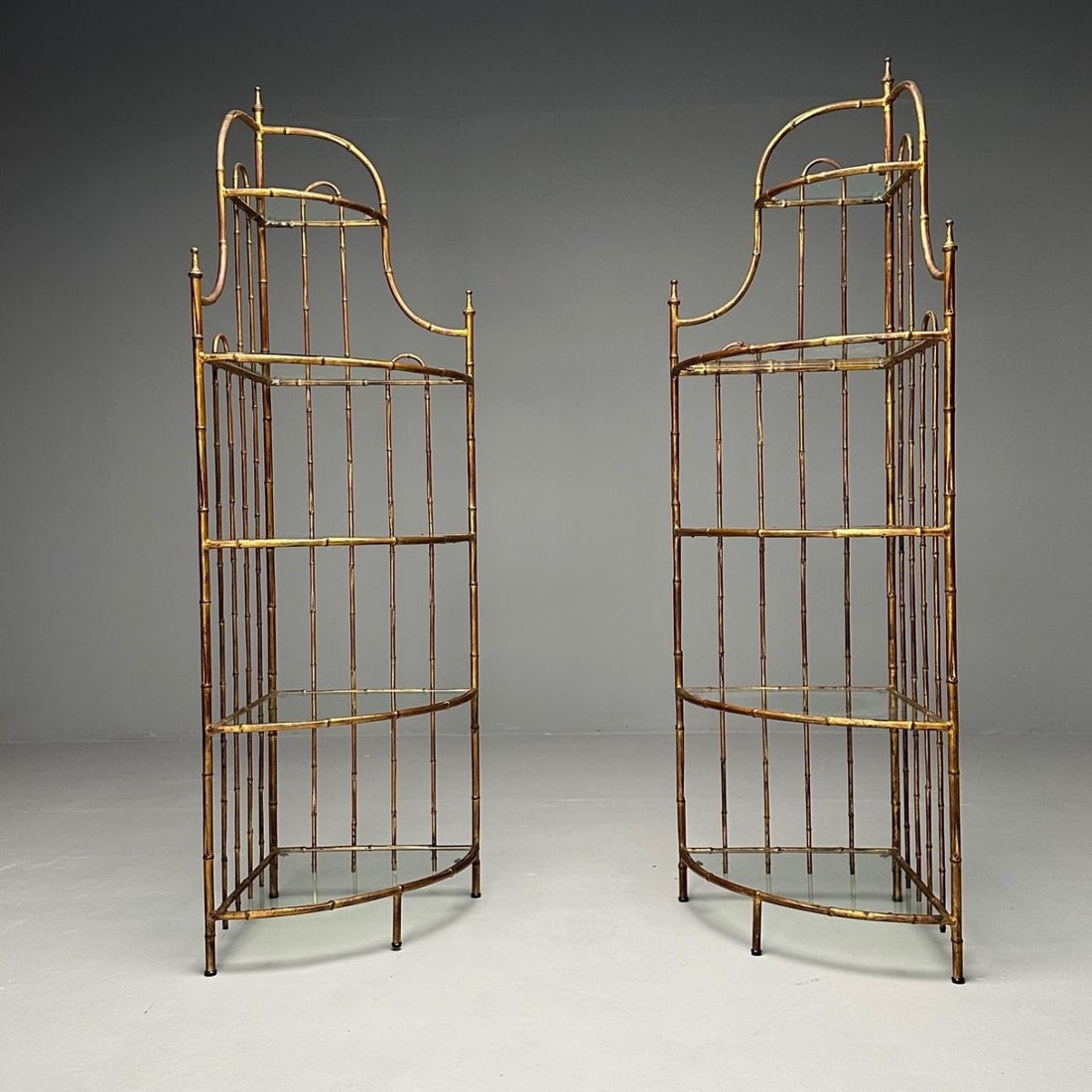Maison Jansen, Hollywood Regency, Etagères, Brass Faux Bamboo, 1970s - 7