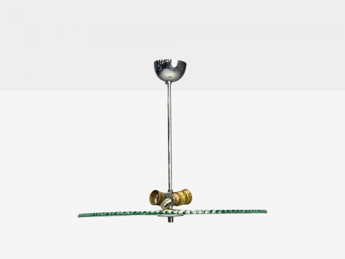 Swedish Modern, Raw Glass, Metal, Pendant Light, Sweden, 1940s - 4