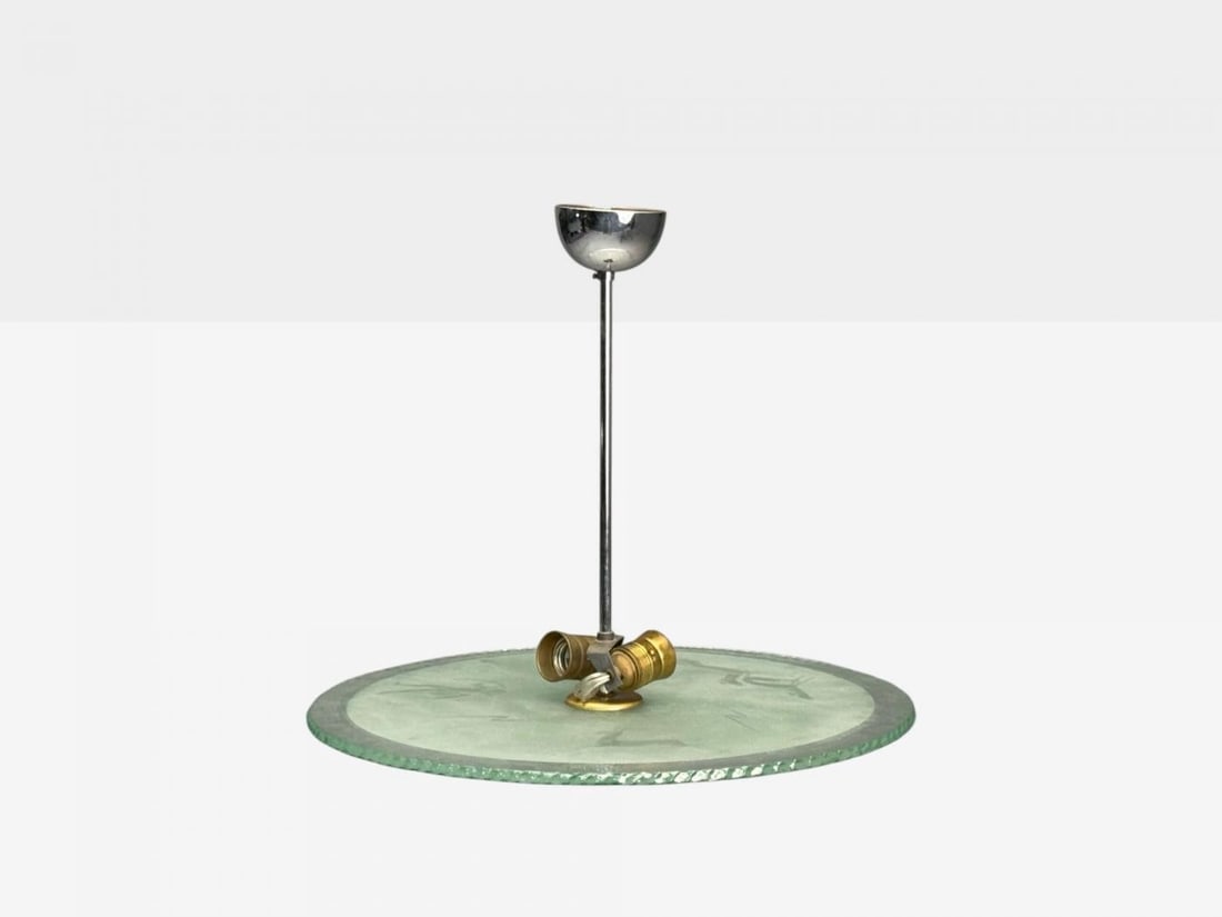 Swedish Modern, Raw Glass, Metal, Pendant Light, Sweden, 1940s - 5