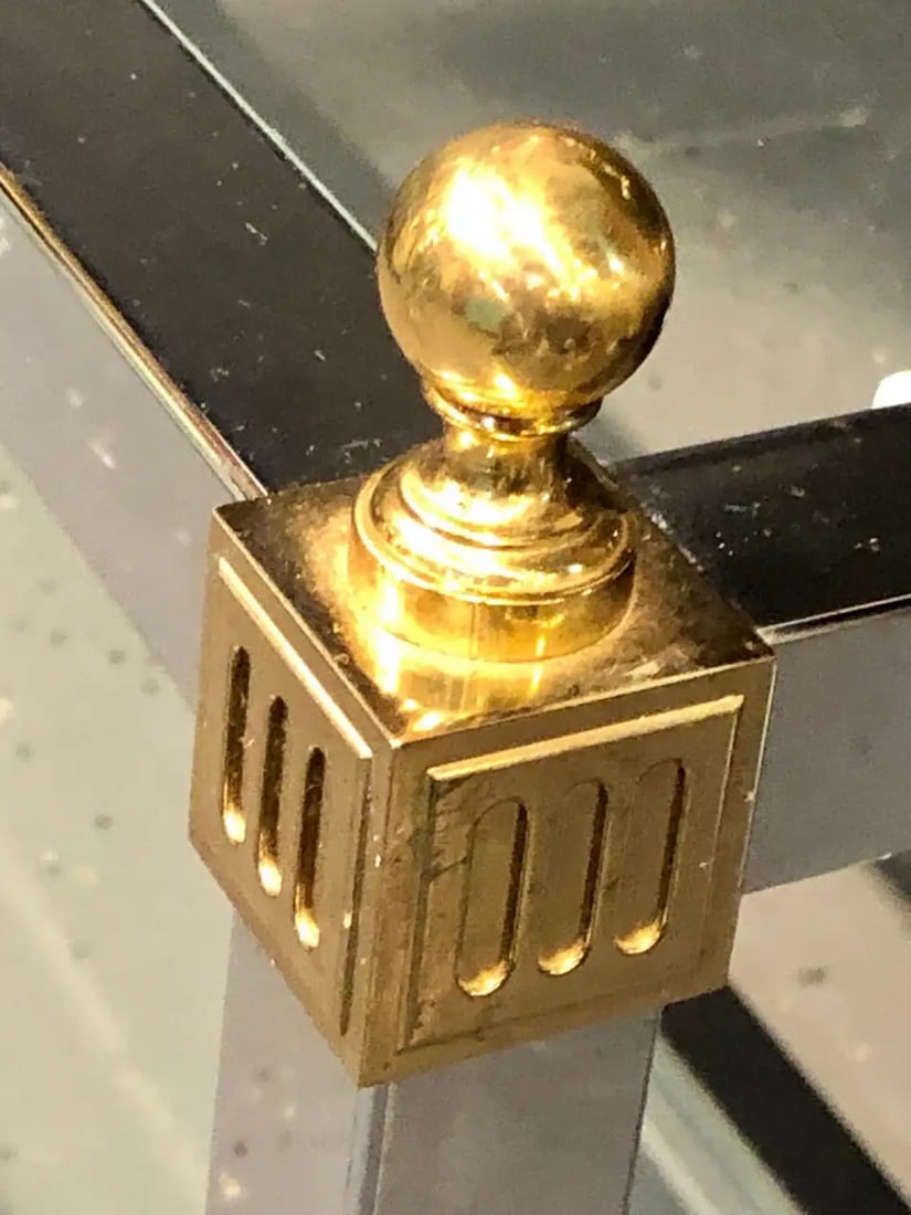 Hollywood Regency Style Console / TV Table Steel and Brass Jansen Fashioned - 10