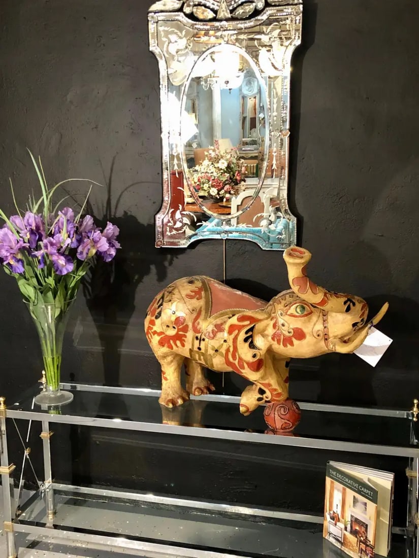 Hollywood Regency Style Console / TV Table Steel and Brass Jansen Fashioned - 7