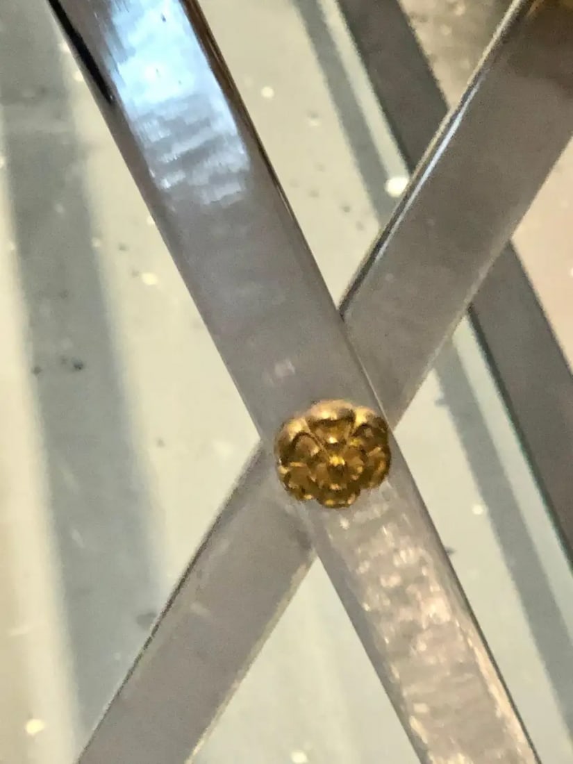 Hollywood Regency Style Console / TV Table Steel and Brass Jansen Fashioned - 9