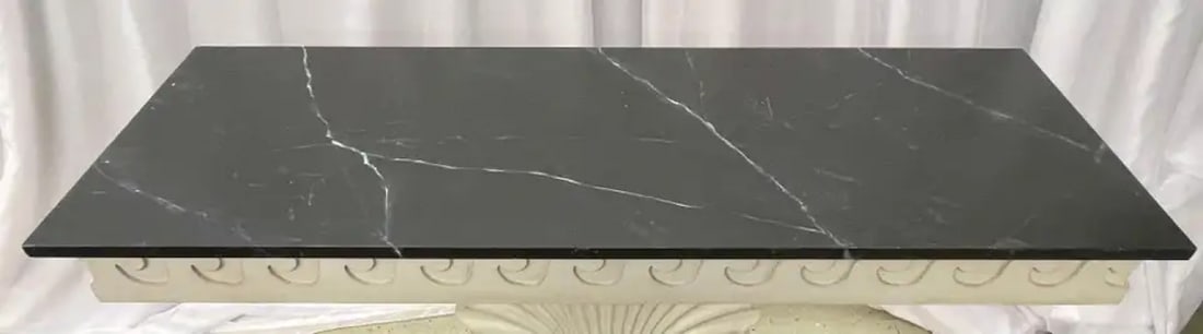 Pair of Hollywood Regency Style Shell From Console Tables, Faux Marble Top - 7