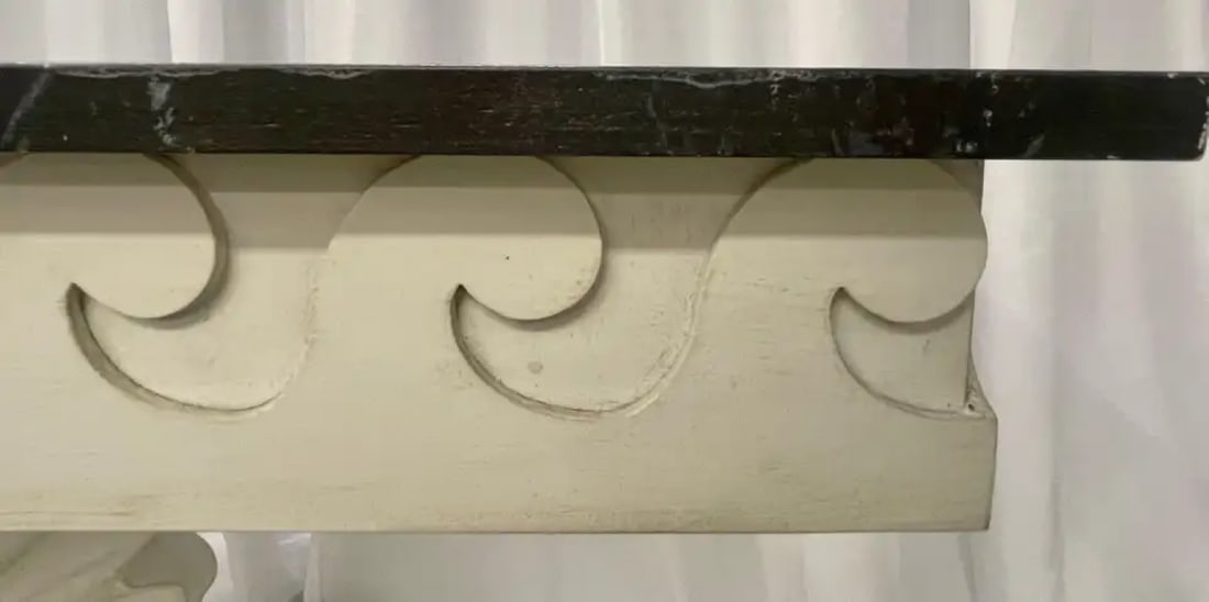 Pair of Hollywood Regency Style Shell From Console Tables, Faux Marble Top - 9