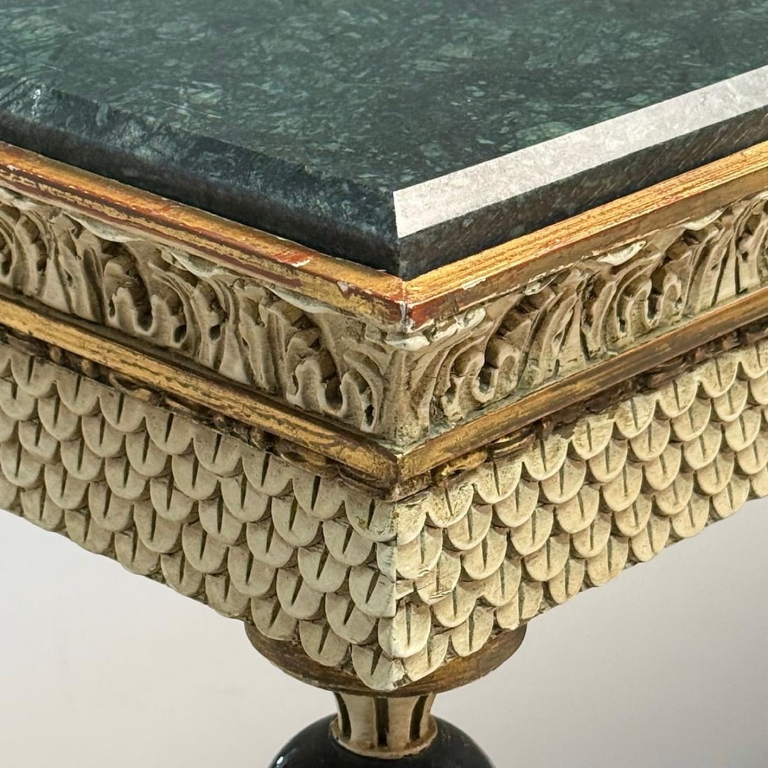 Maison Jansen Neoclassical Style Console Tables, Carved Wood, Green Marble - 11