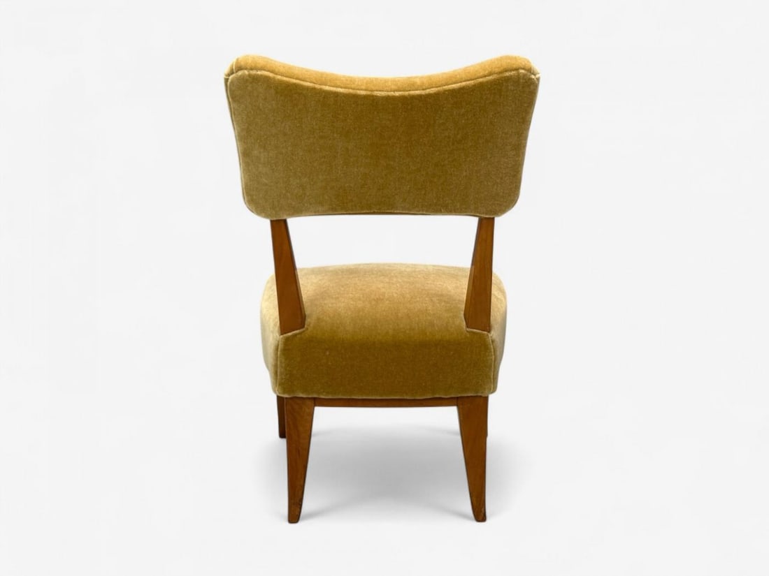 Guglielmo Pecorini, Stained Wood, Camel Mohair, Low Lounge Chair, Italy, 1950s - 11