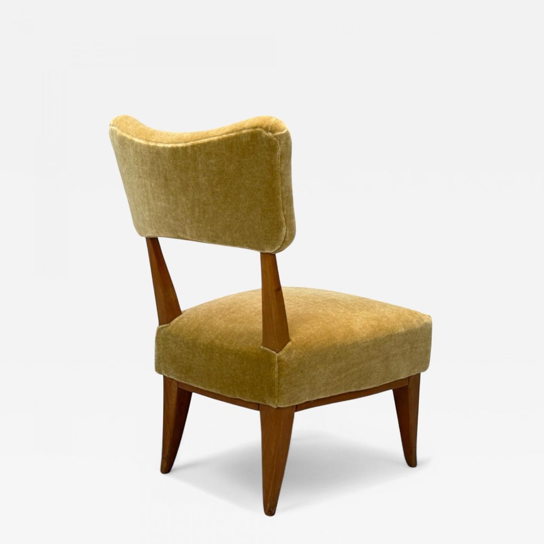 Guglielmo Pecorini, Stained Wood, Camel Mohair, Low Lounge Chair, Italy, 1950s - 2