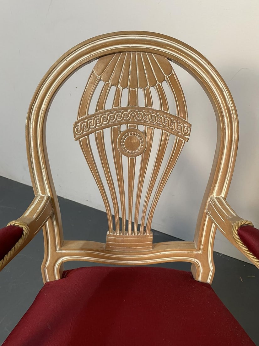 Six Louis XVI Maison Jansen Style Bleached Balloon Back Dining Chairs, Whitewash - 10