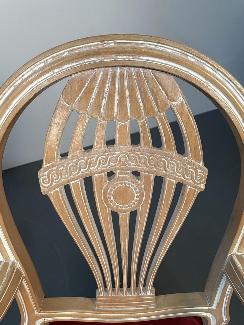 Six Louis XVI Maison Jansen Style Bleached Balloon Back Dining Chairs, Whitewash - 11