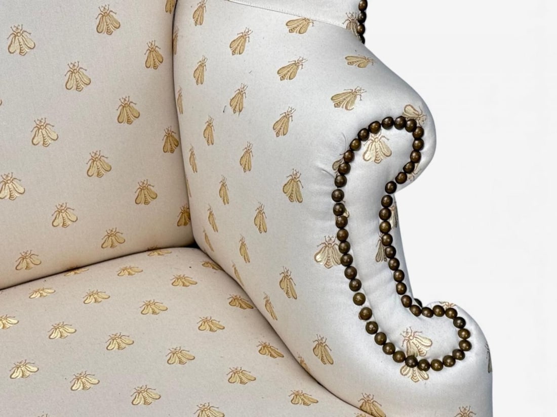 Queen Anne , Scalamandre Fabric, Mahogany, Wingback Chair, England, 19th c. - 10