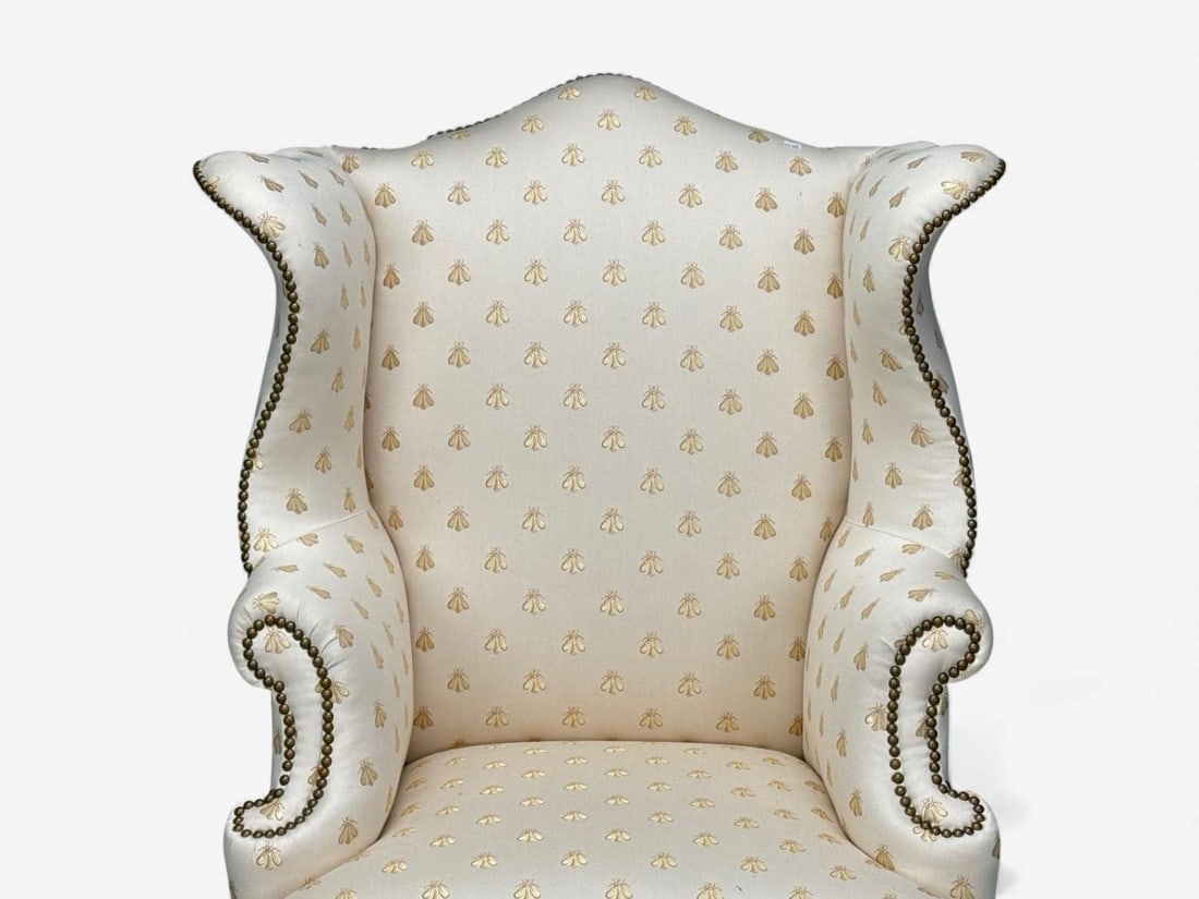 Queen Anne , Scalamandre Fabric, Mahogany, Wingback Chair, England, 19th c. - 8