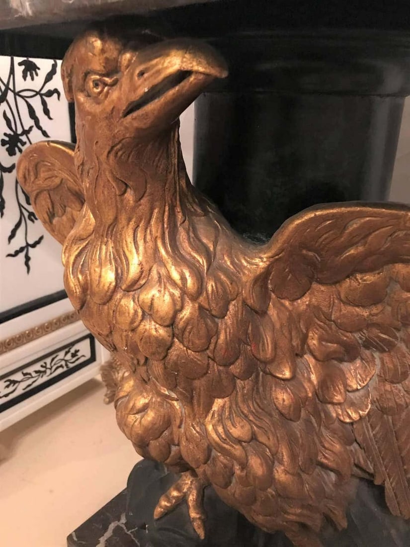 Large Gilded Eagle Marble-Top Console or Pedestal - 9
