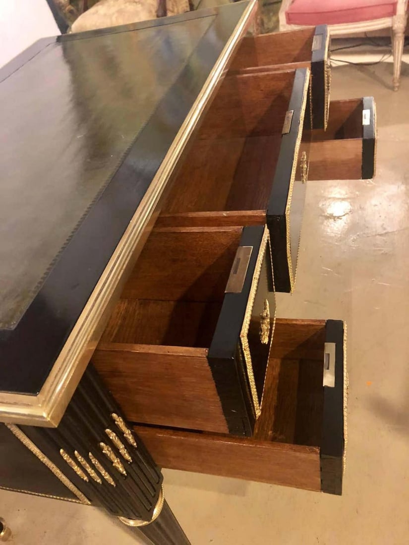 Jansen Styled Ebonized Bronze-Mounted Writing Office Desk Louis XVI Fashioned - 5