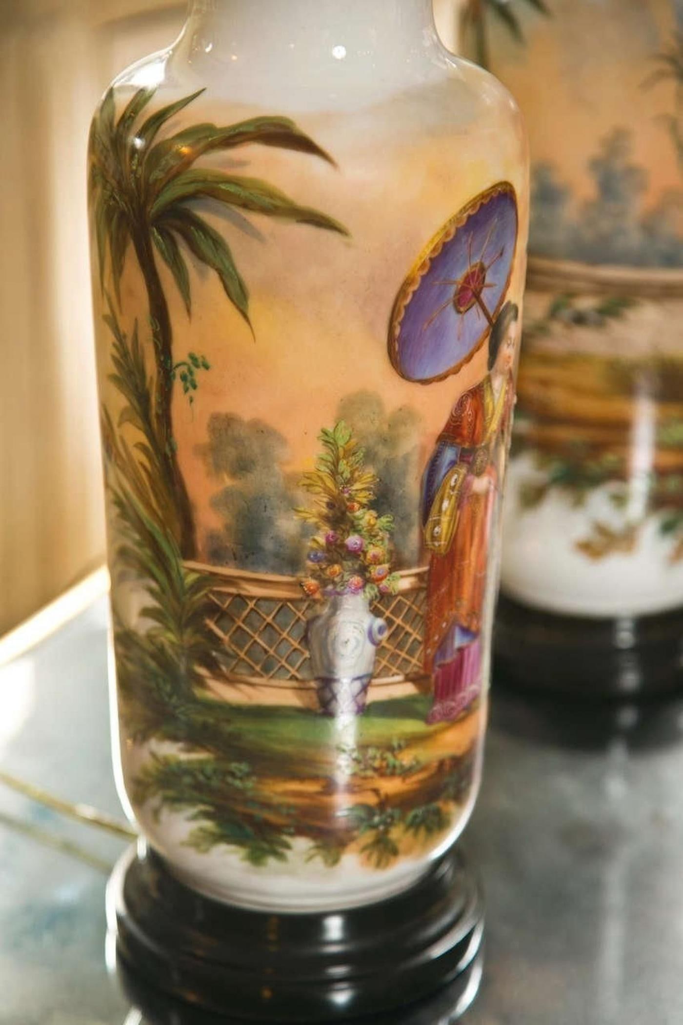 19 C. French Chinoiserie Porcelain Lamps - Pair - 5