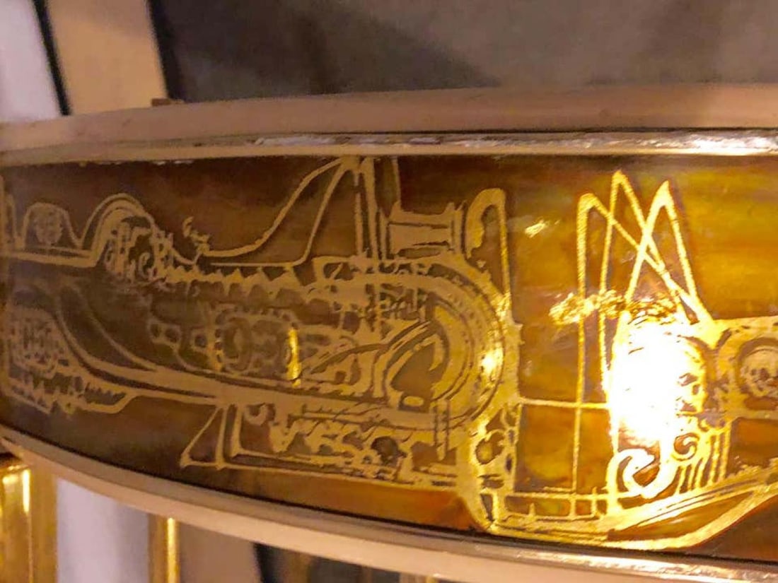 Mid-Century Modern Master-Craft Brass Acid Etched Bar-Cart or Serving Wagon - 5