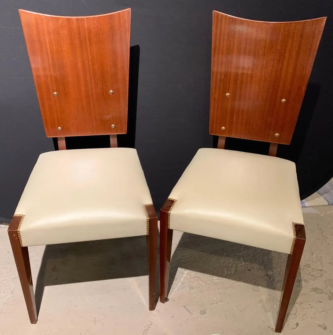 Set of Five Midcentury Art Deco Style Shield Back Dining, Office or Side Chairs - 5