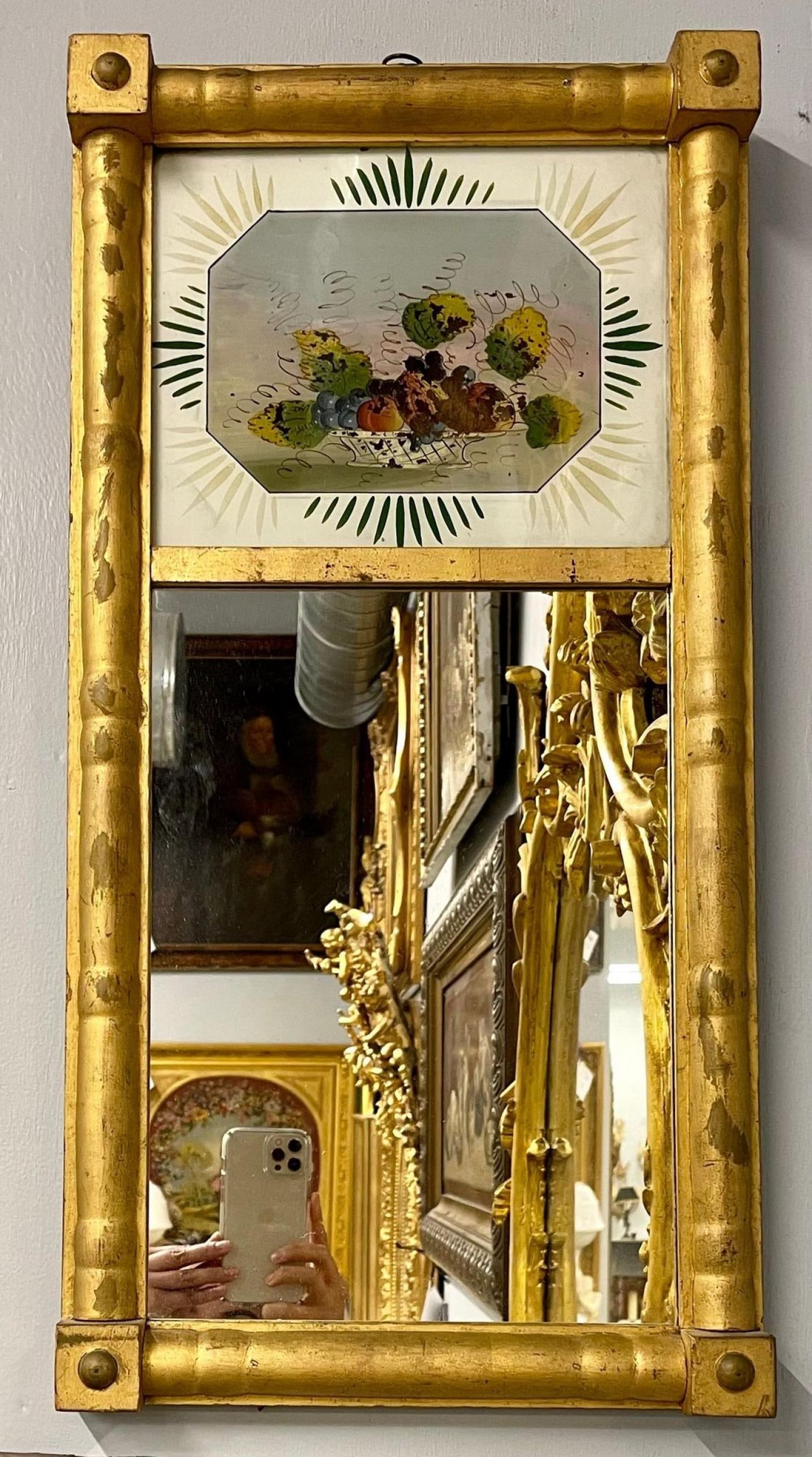 19th Century Federal Eglomise Decorated Wall or Table Mirror - 7