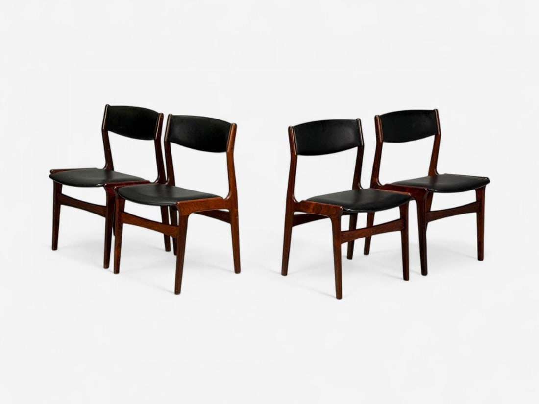 Danish Modern, Rosewood, Leatherette, Dining Chairs, Denmark, 1950s - 3