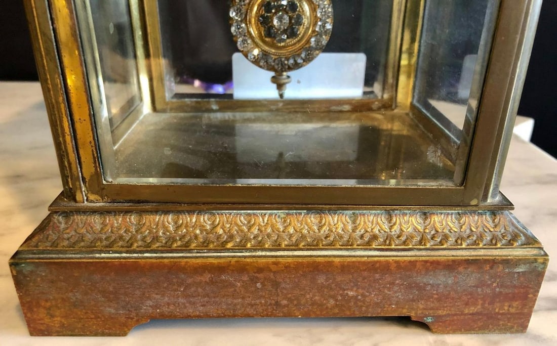 Crystal Face and Pendulum Clock Made by Ansonia Clock of New York - 11