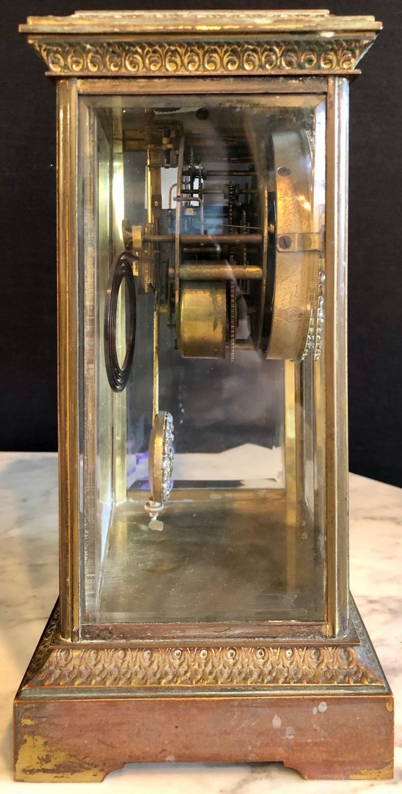 Crystal Face and Pendulum Clock Made by Ansonia Clock of New York - 12