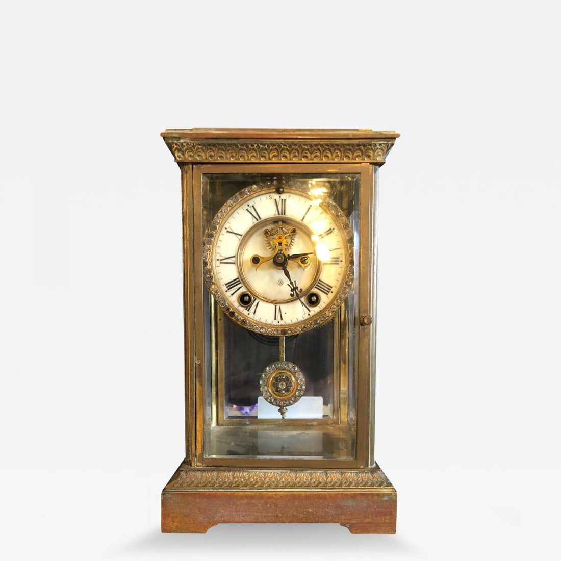 Crystal Face and Pendulum Clock Made by Ansonia Clock of New York (1 of 12)