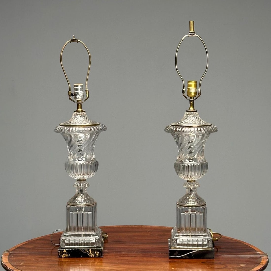 Mid-Century Modern, Table Lamps, Textured Glass, Marble, 1950s - 11