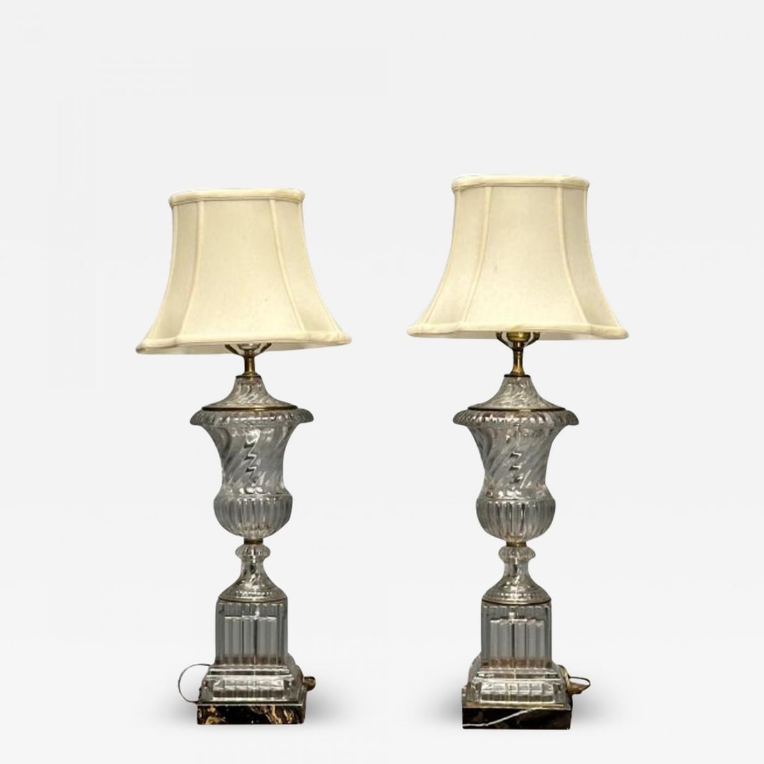 Mid-Century Modern, Table Lamps, Textured Glass, Marble, 1950s (1 of 12)