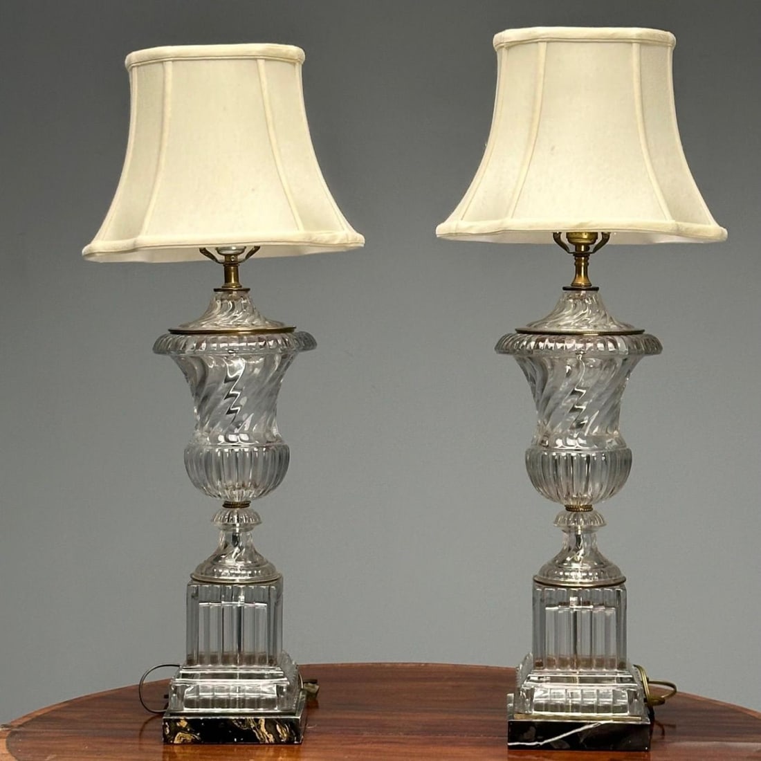 Mid-Century Modern, Table Lamps, Textured Glass, Marble, 1950s - 4