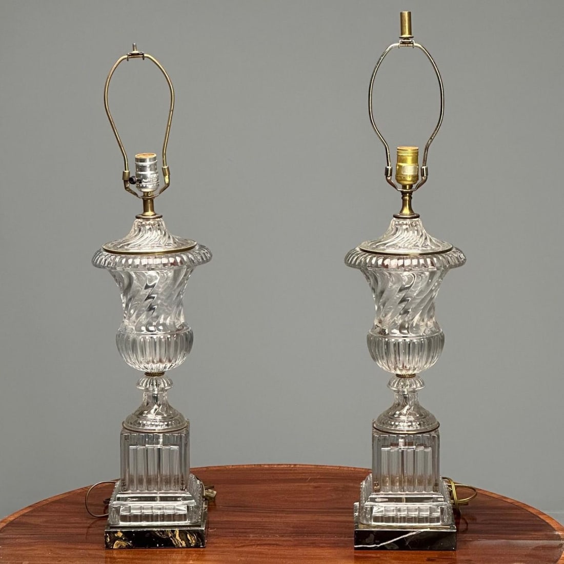 Mid-Century Modern, Table Lamps, Textured Glass, Marble, 1950s - 5