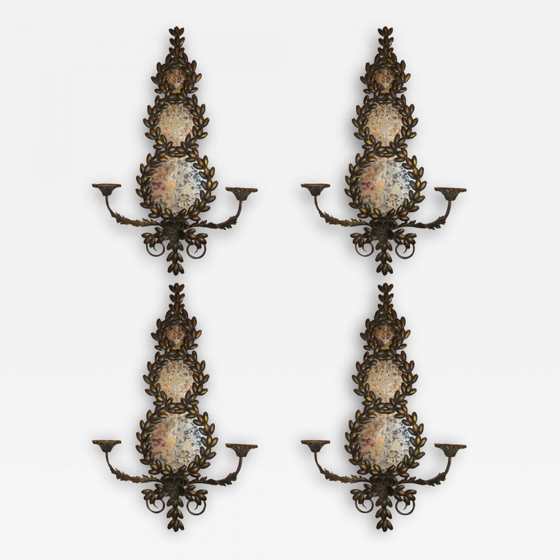 Pair of Mirrored and Metal Candle Sconces - 2