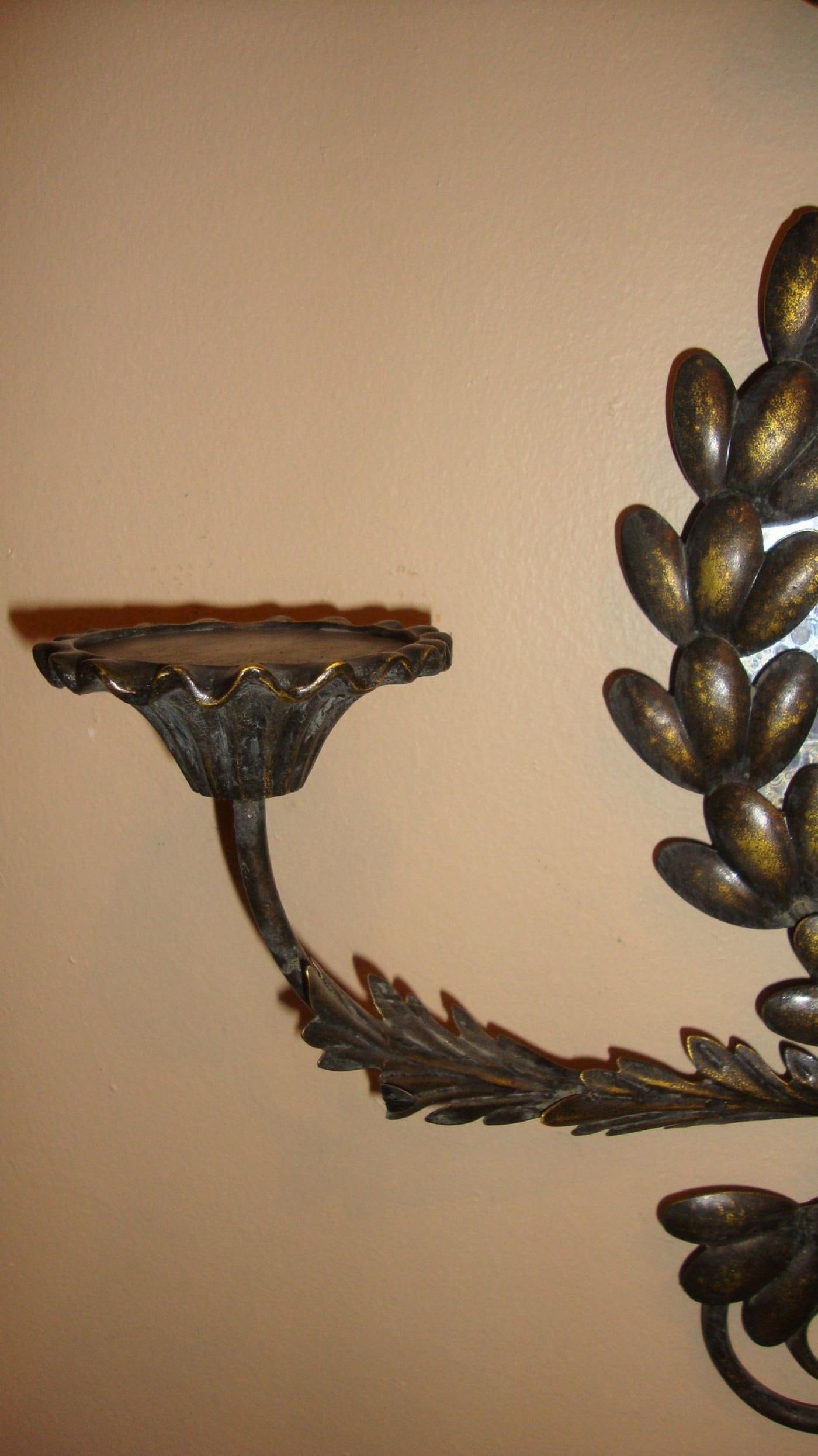 Pair of Mirrored and Metal Candle Sconces - 6