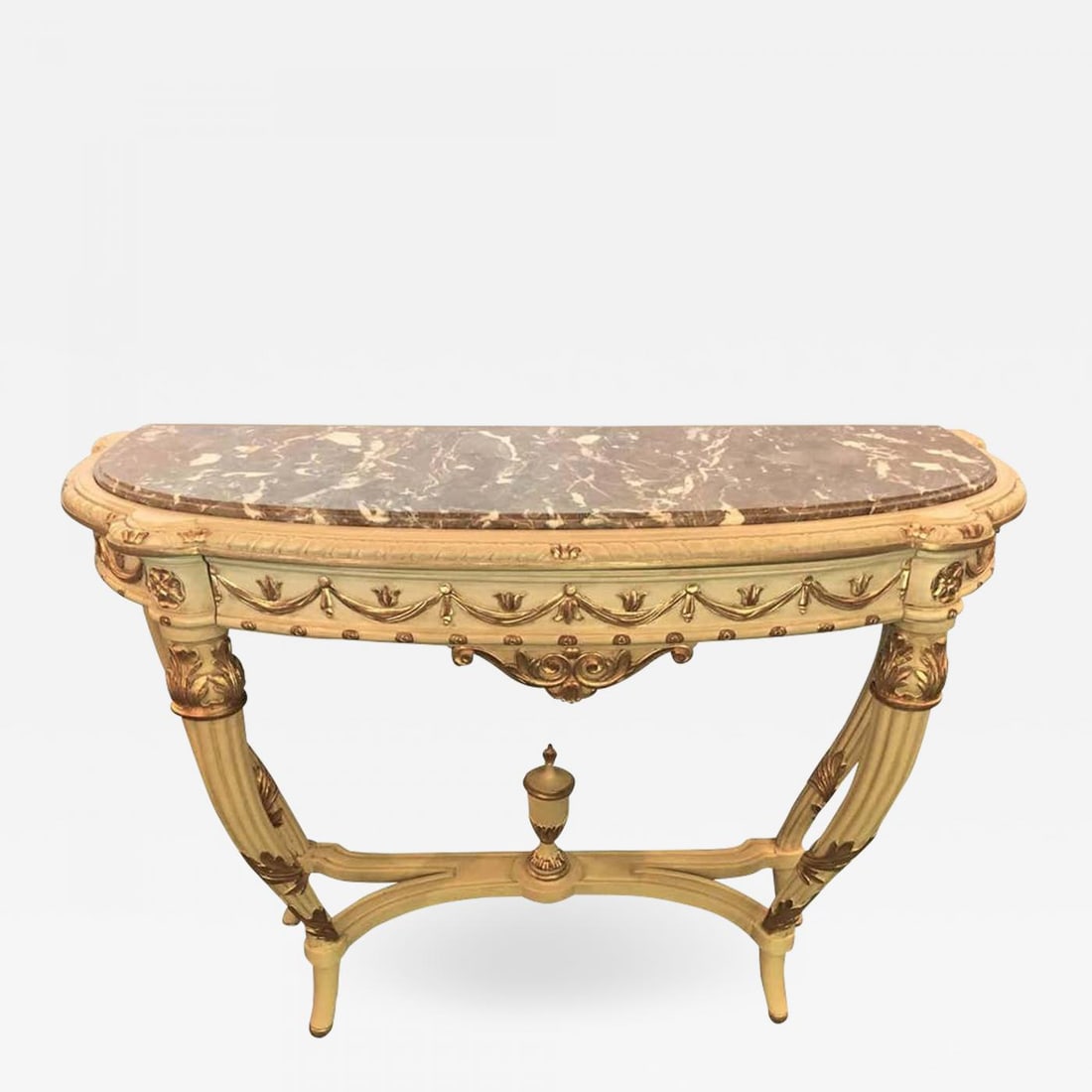 Demilune Console Or Serving Table French Maison Jansen Ribbon Form Marble top (1 of 12)