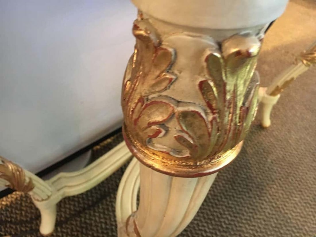 Demilune Console Or Serving Table French Maison Jansen Ribbon Form Marble top - 7