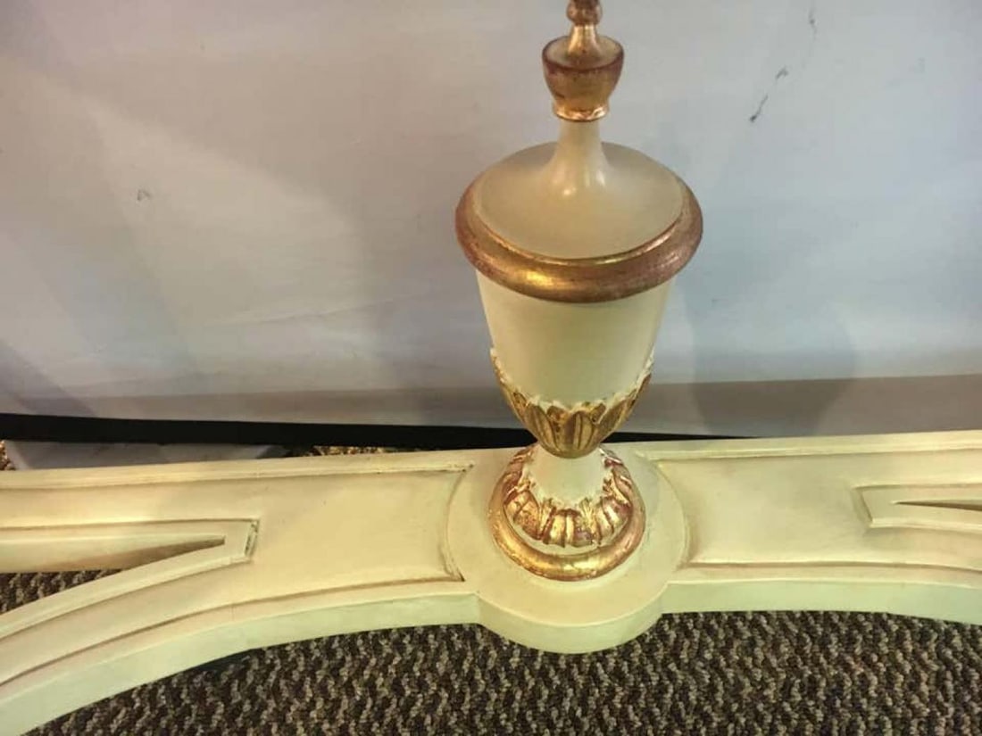 Demilune Console Or Serving Table French Maison Jansen Ribbon Form Marble top - 9