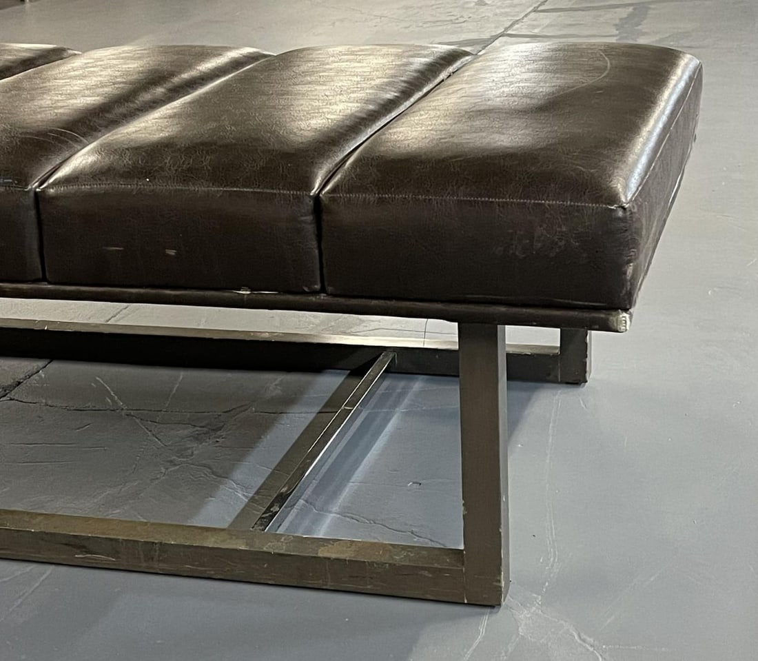 Mid-Century Modern Bench / Ottoman, Leather, Steel - 9