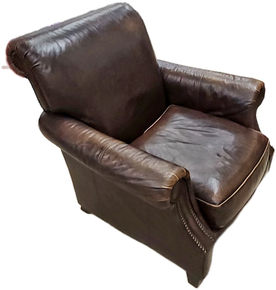 Rare Vintage Bernhardt Luxury Leather Club Chair w/ Nailhead Accent Trim (1 of 7)