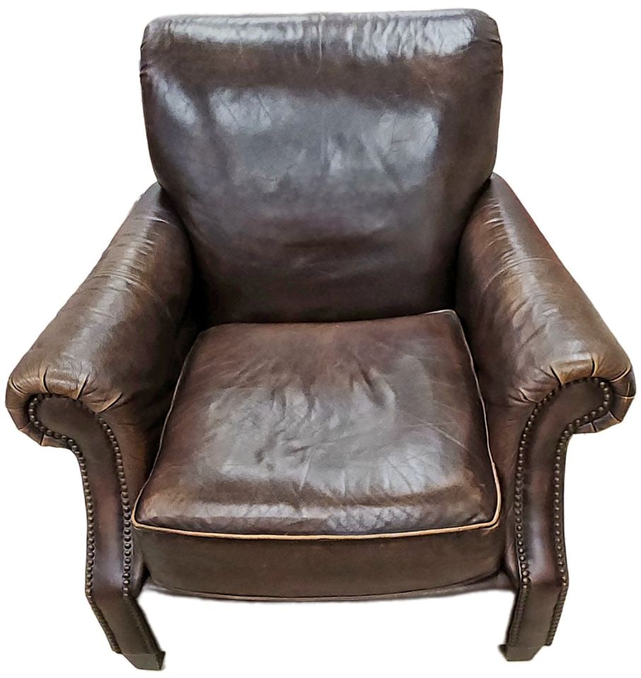 Rare Vintage Bernhardt Luxury Leather Club Chair w/ Nailhead Accent Trim - 2