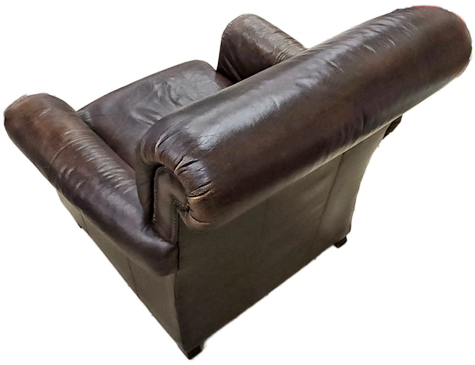 Rare Vintage Bernhardt Luxury Leather Club Chair w/ Nailhead Accent Trim - 5