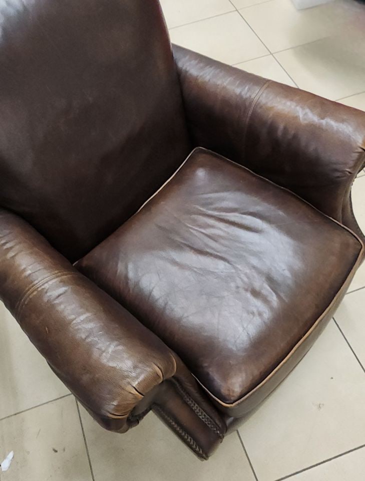 Rare Vintage Bernhardt Luxury Leather Club Chair w/ Nailhead Accent Trim - 6