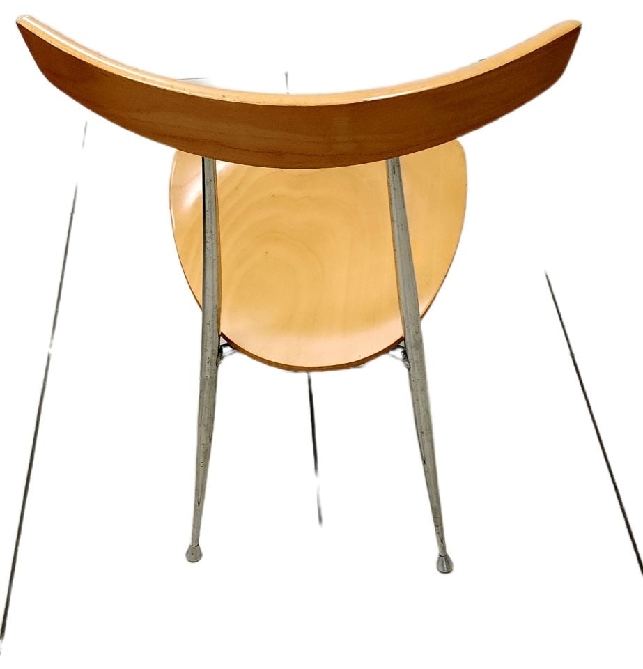 Pair of Post-Modern Designer Chromed Steel & Wood 90s Side Chairs - 5