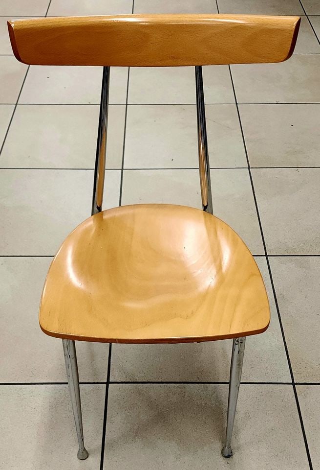 Pair of Post-Modern Designer Chromed Steel & Wood 90s Side Chairs - 7