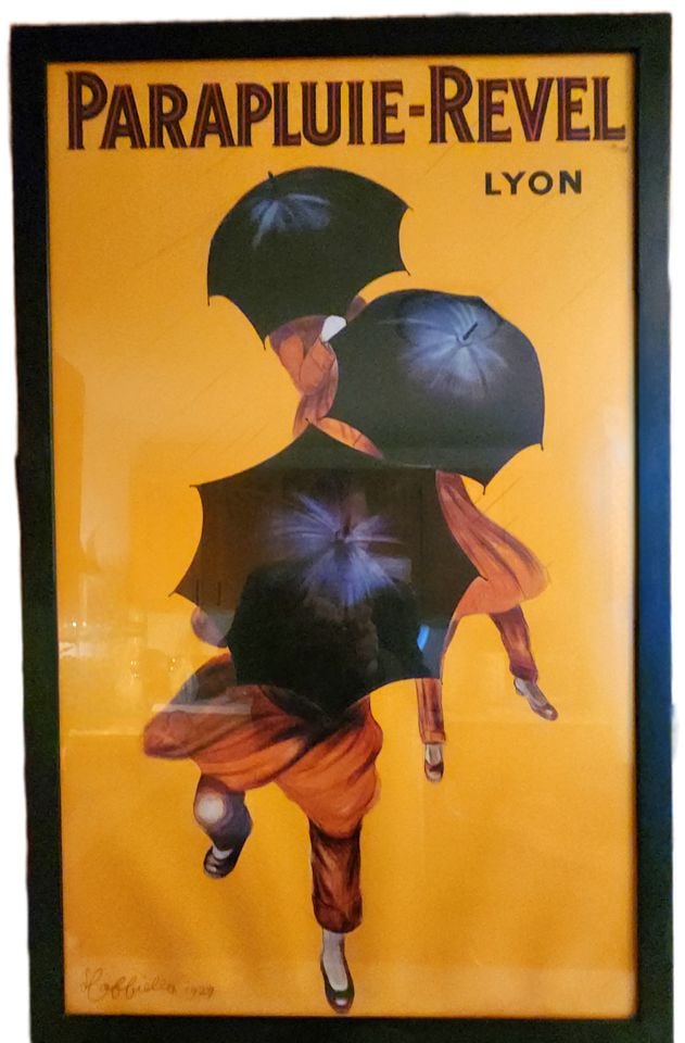 Vintage 24x38 print of iconic French ad poster, "Parapluie-Revel," by Italian artist Leonetto - 2