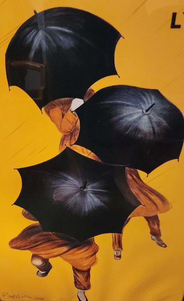 Vintage 24x38 print of iconic French ad poster, "Parapluie-Revel," by Italian artist Leonetto - 3