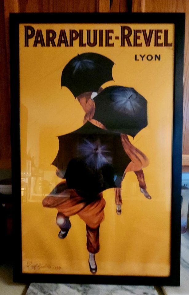 Vintage 24x38 print of iconic French ad poster, "Parapluie-Revel," by Italian artist Leonetto - 4