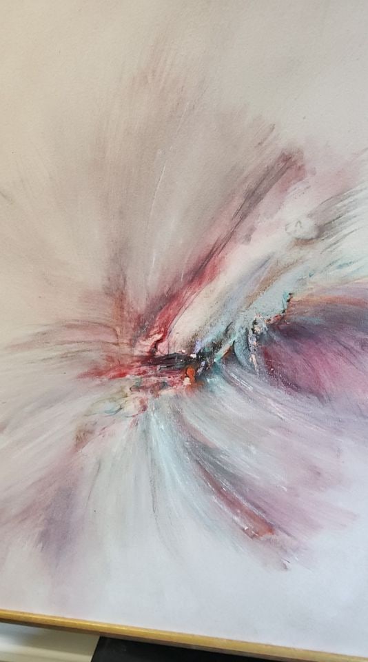 Captivating large mid-century abstract oil painting. - 3